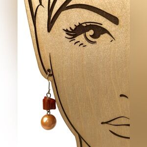 Simply Noelle Orange Faux Pearl & Canyon Red Dangling Pierced Earrings Jewelry